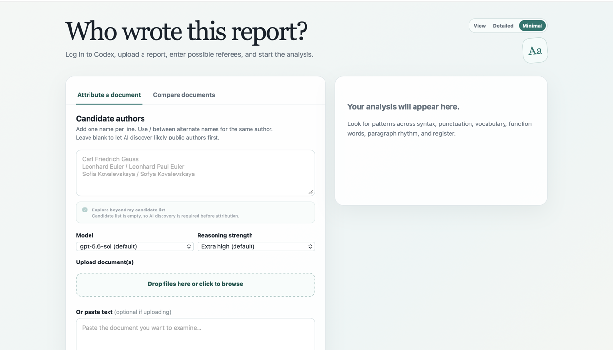 FindReferee launch interface for referee-report analysis